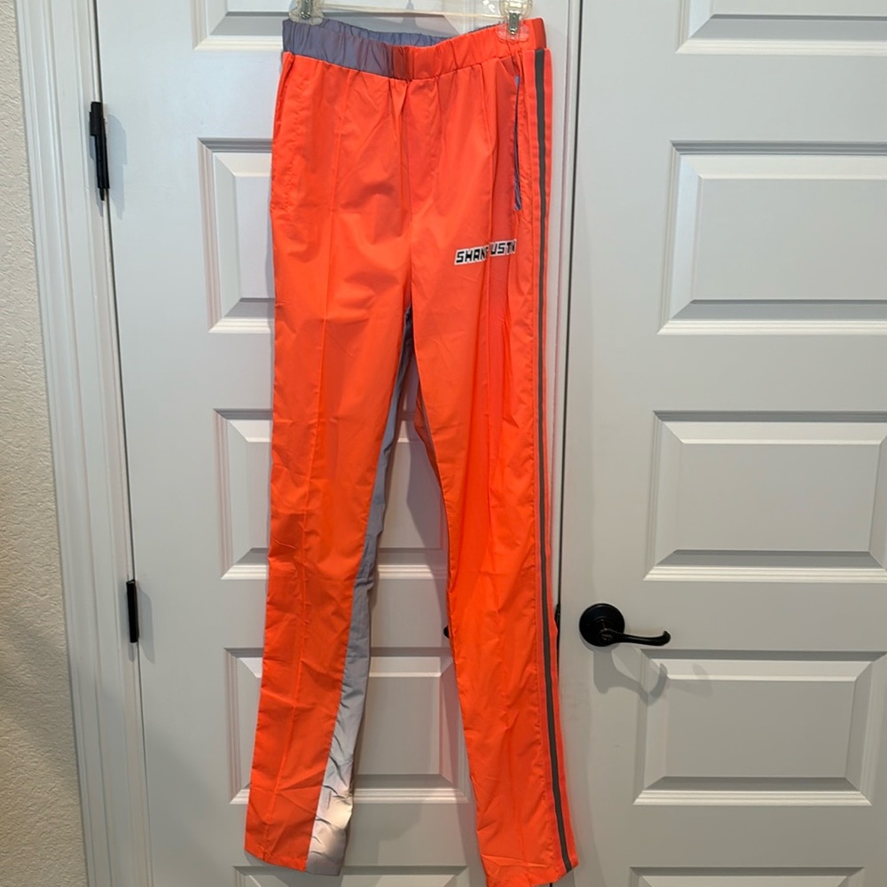 NWT Shane Justin Neon orange / holographic Track Pant Medium